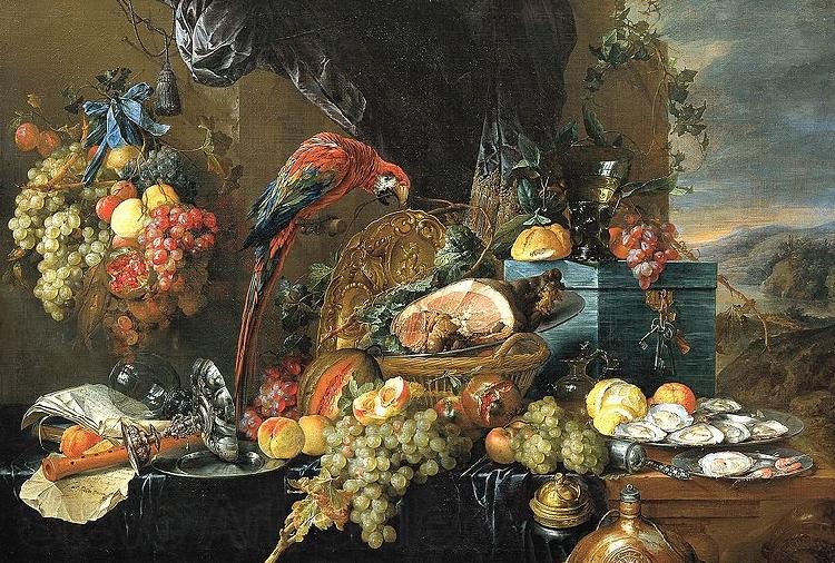 Jan Davidsz. de Heem A Richly Laid Table with Parrots
